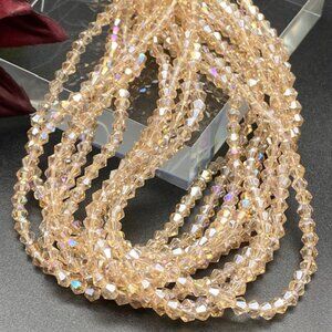 4mm Bicone Dark Goldenrod Electroplate Glass AB Color Plated Faceted Bead Strand